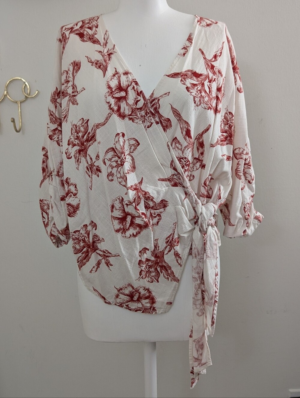 Zara linen blend wrap blouse